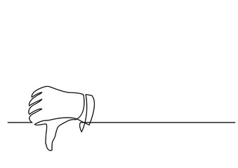 continuous line drawing of hand showing dislike
