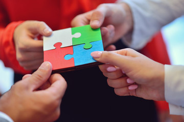 Business People Jigsaw Puzzle Collaboration Team Concept