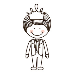 silhouette boy standin with crown vector illustration