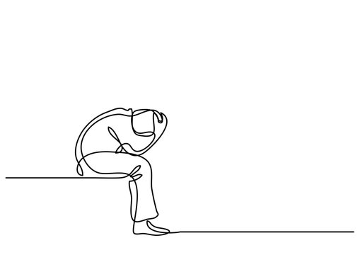 recommend clip art: continuous line drawing of depressed man sitting