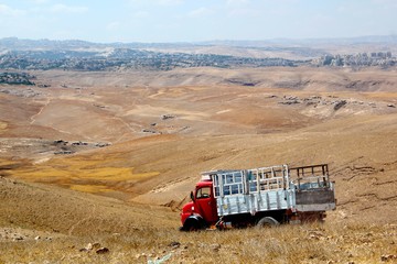 Red Truck in Desert