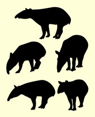 Tapir animal gesture silhouette. Good use for symbol, logo, web icon, sign, or any design you want.