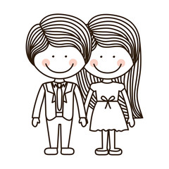 silhouette boy and girl standing with formal suit vector illustration