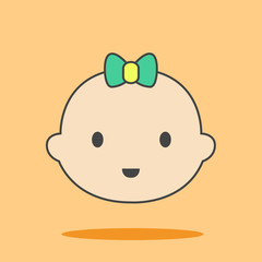 Cute baby face cute icon in trendy flat style isolated on color background. Baby symbol for your design, logo, UI. Vector illustration, EPS10. Line colored style.