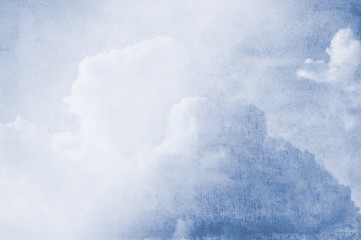 Vintage clouds with watercolor background