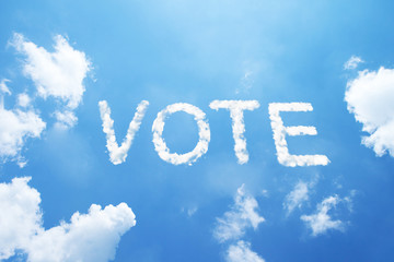 Naklejka na ściany i meble VOTE cloud word on sky.