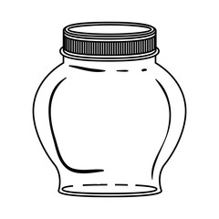silhouette spherical glass container with lid vector illustration