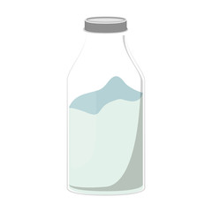 silhouette glass bottle with milk liquid vector illustration