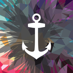 Abstract colorful anchor navy nautical theme