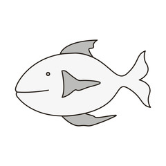 silhouette of fish animal icon over white background. vector illustration