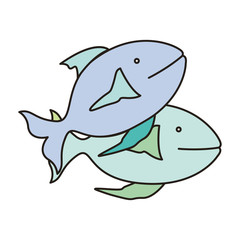 fish animal icon over white background. colorful design. vector illustration