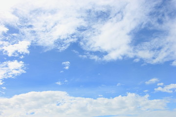 Blue sky background with many fluffy clouds