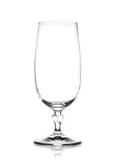empty clear wine glass for water, beer, juice, milk or wine on w