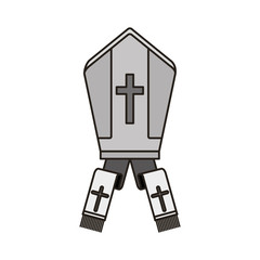 pope hat with religious cross icon over white background. vector illustration