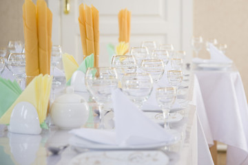 Beautiful table setting in a five star hotel.