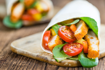Fresh made Chicken Wraps (selective focus)
