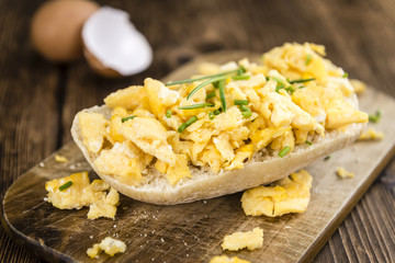 Bun with Scrambled Eggs (close-up shot)