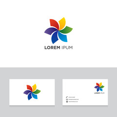 Logo design elements with business card template vector illustration