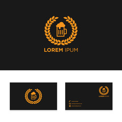 Logo design elements with business card template vector illustration