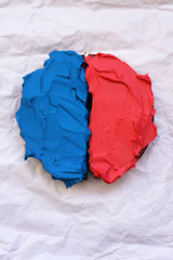 conceptual election themed cake with a 50/50 split to red and bl