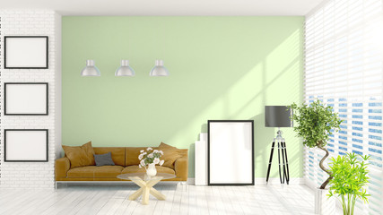 Modern bright interior . 3D rendering