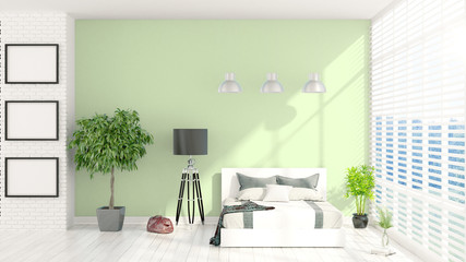 Modern bright interior . 3D rendering