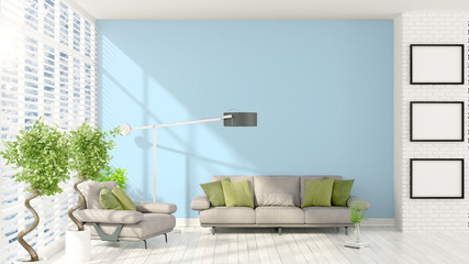 Modern bright interior . 3D rendering