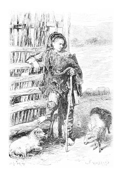 Mingrelian Peasant, vintage engraving