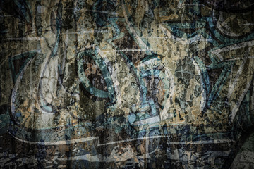 Fototapeta premium Faded color painting on cracked wall