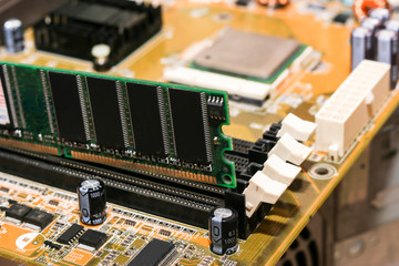 RAM Memory Module Installed On Computer Motherboard