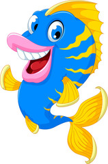 funny fish cartoon smiling