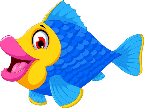 cute fish cartoon swimming