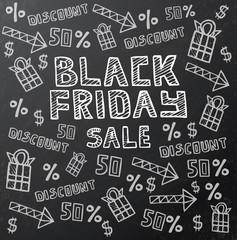 Black Friday Sale Background on Dark Chalkboard.