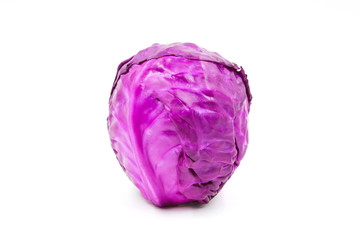 Head of red cabbage isolated on a white background