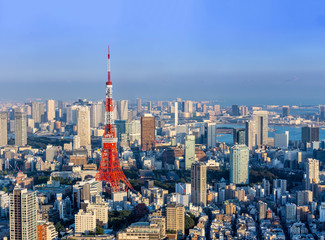 View of Tokyo tower from Roppongi Hill at twilight time Tokyo,Japan