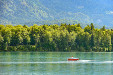 Red Boat on an Austria lake - 125670988