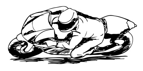 a hand drawn sketch of sport motorcyclist 