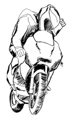 a hand drawn sketch of sport motorcyclist 