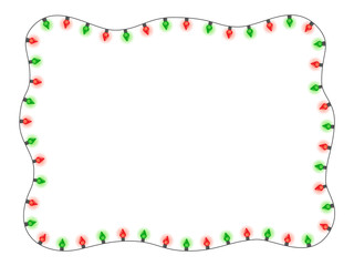 Christmas holiday red and green lights in a frame shape flat vector 