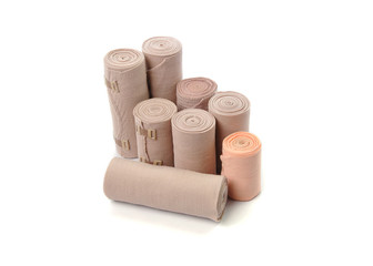 Medical bandage roll isolated on white background