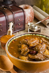 Traditional Hungarian homemade hot goulash soup