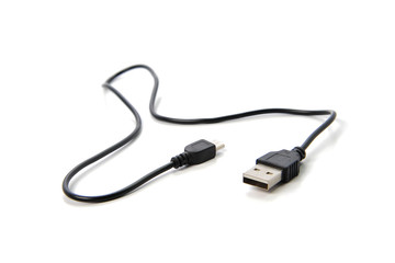 micro usb cable isolated on white background