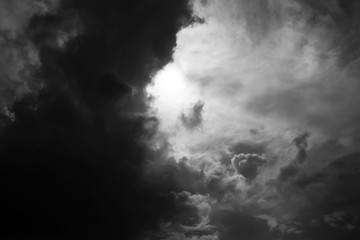 The dramatic storm Cloud and the evening sky in Black and White