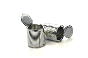 empty tin can isolated on white background