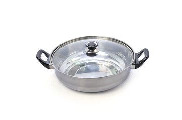 stainless steel cooking pot isolated on white background