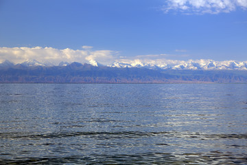 Clear mountain lake Issyk-Kul.