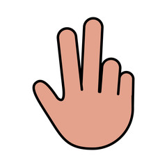 human hand making a number expression over white background. vector illustration