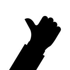 silhouette of human arm and hand making a good expression over white background. vector illustration
