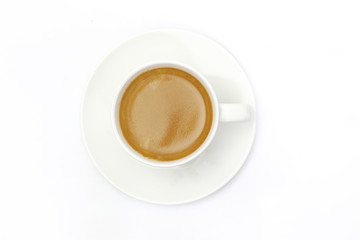 The espresso coffee in white background