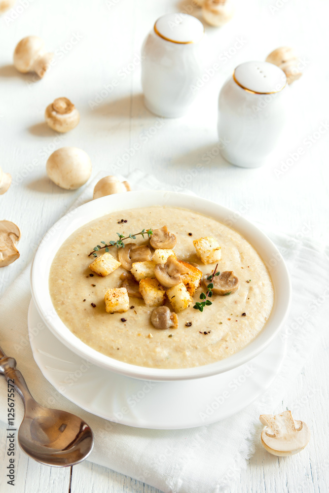 Canvas Prints Mushroom soup with croutons